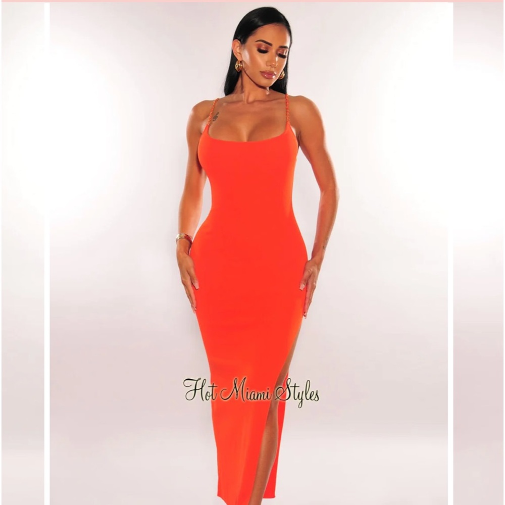 💕🥰❤️NWT SLIT MIDI DRESS - TANGERINE❤️🥰💕